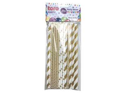 Papírová brčka 20cm TORO zlatá 25ks