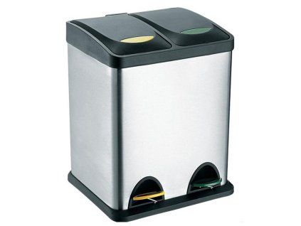 ODPADKOVÝ KOŠ 41x30x41cm, 16l, stříbrná, černá, nerez, plast