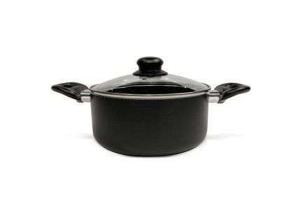 Kastrol s poklicí KITCHISIMO Nero ø24cm 4l nepřilnavý povrch