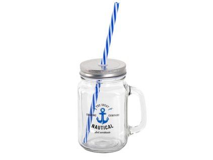 Sklenice s brčkem TORO námořní 450ml