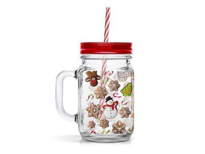 Sklenice s brčkem TORO 450ml perníčky