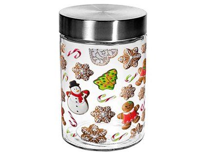 DÓZA NA CUKROVÍ SKLO 1,1L, 11,6X17,5CM PERNÍČKY