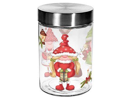 DÓZA NA CUKROVÍ SKLO 1,1L, 11,6X17,5CM ELFÍCI