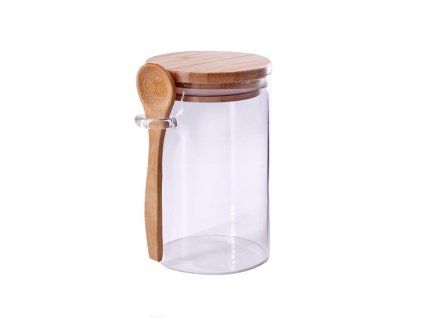 DÓZA S BAMBUS VÍČKEM A LŽIČKOU 500ML BOROSILIKÁT