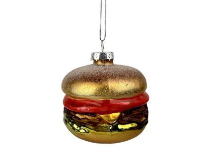 Skleněná vánoční ozdoba TORO 8,5cm hamburger