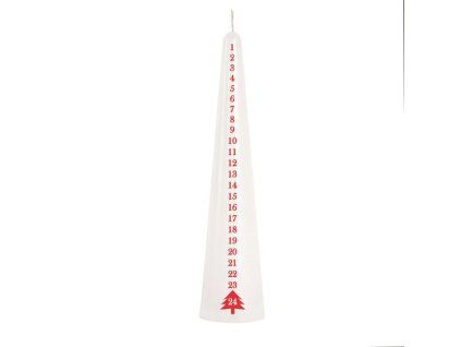 SVÍČKA KÓNICKÁ ADVENTNÍ, 25CM, BÍLÁ