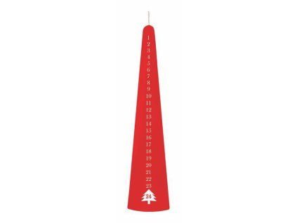 SVÍČKA KÓNICKÁ ADVENTNÍ 25CM, ČERVENÁ