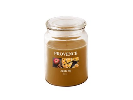 SVÍČKA VE SKLE S VÍČKEM 510G, JABLEČNÝ ZÁVIN