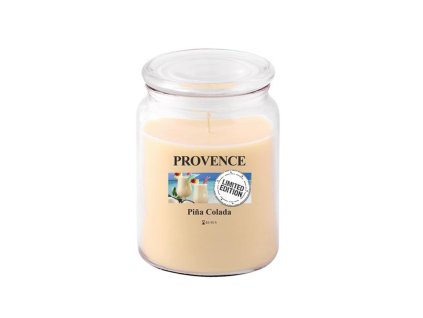 SVÍČKA VE SKLE S VÍČKEM 510G, PINA COLADA