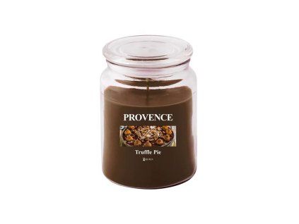 SVÍČKA VE SKLE S VÍČKEM 510G, LANÝŽOVÝ KOLÁČ