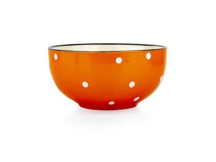 MISKA ORANŽOVÁ S BÍLÝMI PUNTÍKY,490ML13CM KERAMIKA