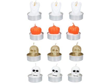 SVÍČKA ČAJOVÁ "HALLOWEEN" 3KS, 4 ASSORT