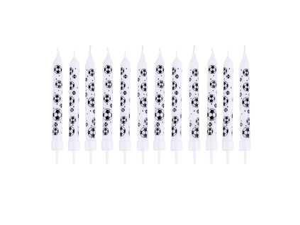 SVÍČKY DORTOVÉ S DRŽÁČKEM 12KS FOTBAL 8X8CM
