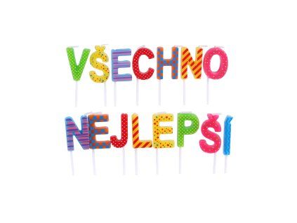 SVÍČKY DORTOVÉ S DRŽÁČKEM VŠECHNO NEJLEPŠÍ