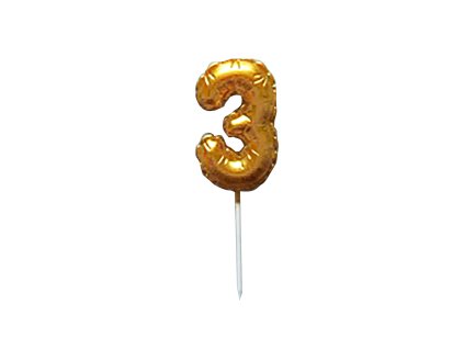 Dortová svíčka číslice "3" TORO zapichovací balónek 6cm