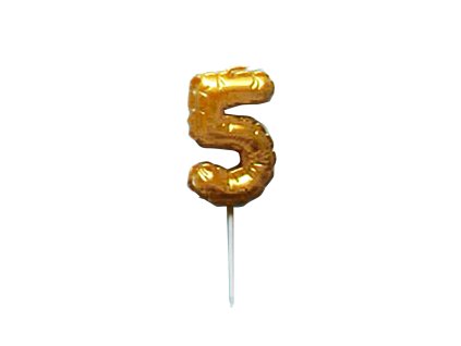 Dortová svíčka číslice "5" TORO zapichovací balónek 6cm