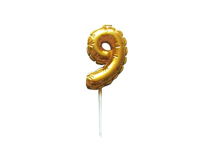 Dortová svíčka číslice "9" TORO zapichovací balónek 6cm