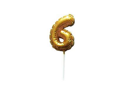 Dortová svíčka číslice "6" TORO zapichovací balónek 6cm