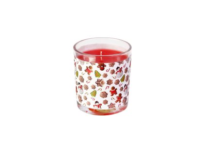 SVÍČKA VE SKLE VÁNOČNÍ CUKROVÍ 7X8CM 135G