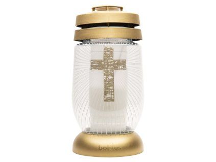 Hřbitovní lucerna BOLSIUS 22cm zlatý kříž