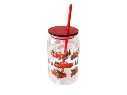 LÁHEV 480ML VÁNOČNÍ MOTIV S PLAST.VÍČKEM A BRČKEM