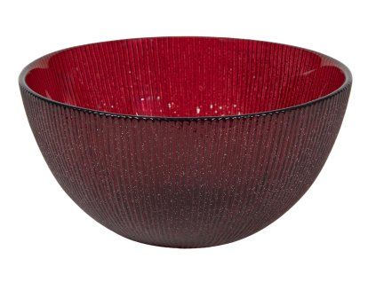 MISKA LESKLÁ ČERVENÁ S GLITRY D15*7CM 0.5L