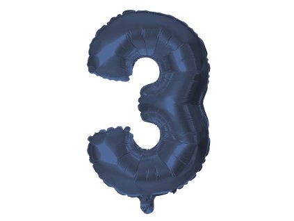 BALÓNEK ČÍSLICE 3, 30CM, MATNĚ TMAVĚ MODRÁ