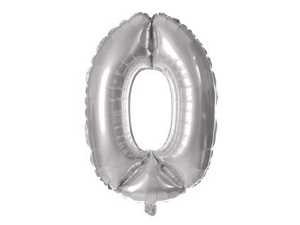 BALÓNEK ČÍSLICE 0, 30CM, MATNĚ STŘÍBRNÁ