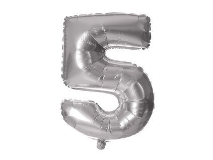 BALÓNEK ČÍSLICE 5, 30CM, MATNĚ STŘÍBRNÁ