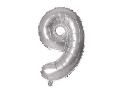 BALÓNEK ČÍSLICE 9, 30CM, MATNĚ STŘÍBRNÁ