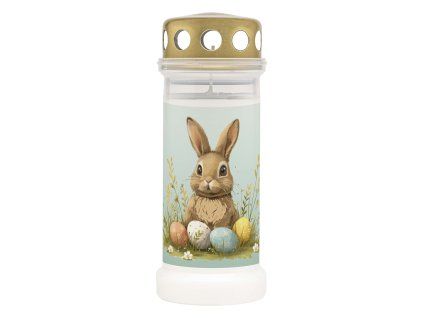 SVÍČKA HŘBITOVNÍ DESIGN VELIKONOČNÍ ZAJÍČEK BÍLÁ
