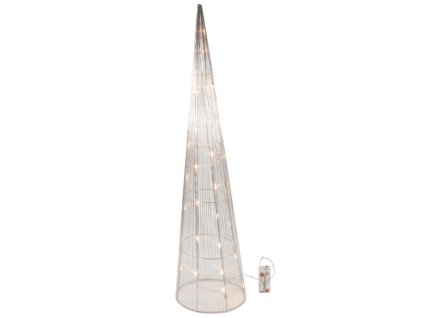 DEKORACE VÁNOČNÍ KUŽEL 30LED 80CM STŘÍBRNÁ ČAS.2XA