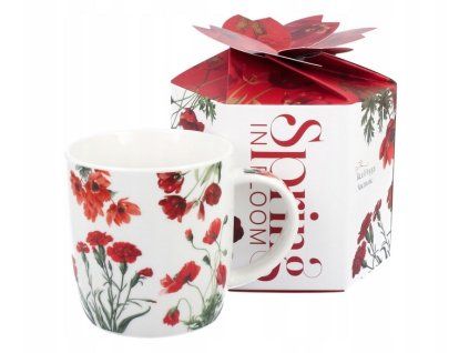 hrnek 400ml SPRING-červené květy, porcelán, DB