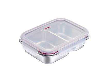 Box na jídlo nerezový, dělený - 450 + 280 ml