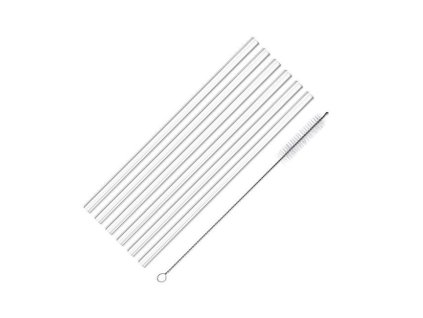 Slámky rovné, skleněné GLAS 200 mm s čisticím kartáčkem / 6 ks