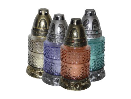 lampa hřbitovní sklo 17cm (30g) (hoří 9hod) paraf. mix barev