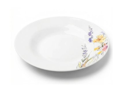 talíř d23cm hluboký TULYA, luční květiny, porcelán