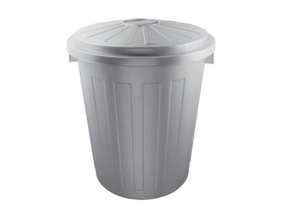 koš odp.50l POPELNICE stříbrná, d50x55 s víkem, plast