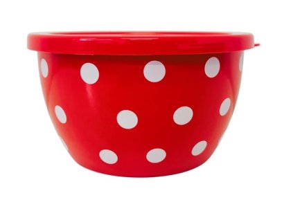 miska d16x10,5cm, červ.PUNTÍK 1,75l, smalt+víčko plast