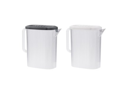 džbán 3,0l, přírodní plast, bílé, černé víčko, plast
