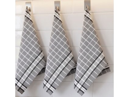 utěrka 3ks 70x50cm BISTRO Grey D.-kuch., 100% EGYPTSKÁ bavlna