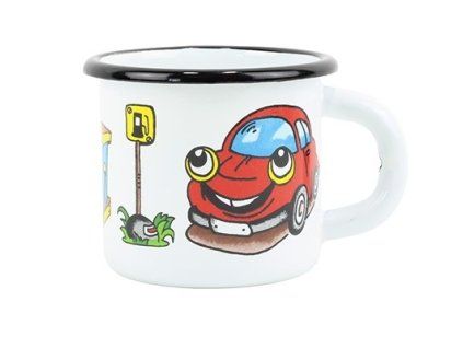 hrnek d 7cm, bílý AUTO, 0,25l, čes.smalt