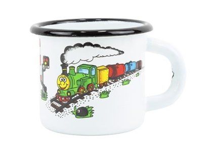 hrnek d 7cm, bílý VLÁČEK, 0,25l, čes.smalt