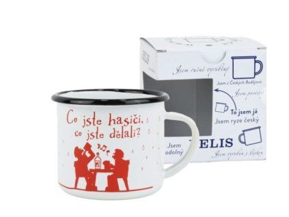 hrnek d 8cm bílý, HASIČI, CO JSTE HASIČI, 0,35L, čes.smalt, DB krabička