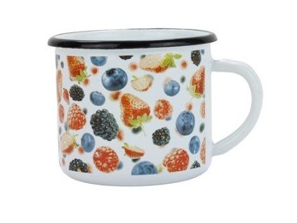 hrnek d 8cm bílý, LESNÍ OVOCE, 0,35l, čes.smalt, DB krabička