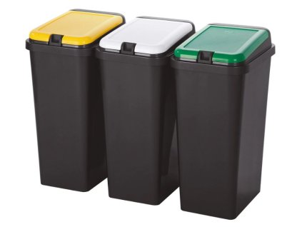 Koš na tříděný odpad BIDO 3x45l černá/bílá/zelená/žlutá