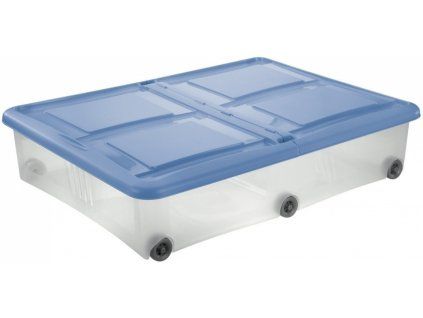 Úložný box s kolečky STOCK-BOX 61 l modrá/transparent