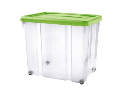 Úložný box s kolečky PUZZLE 80 l transparent/grafit