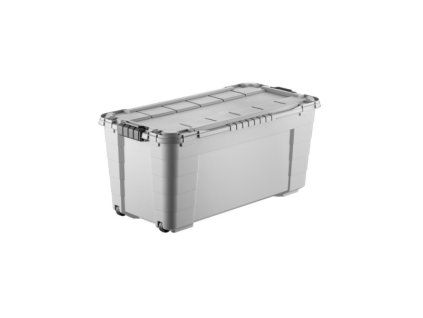 Úložný box 4UP s víkem a kolečky 80 l krémovo-šedá
