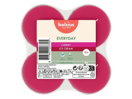SVÍČKY ČAJOVÉ MAXI CHERRY ICE CREAM, SADA 4KS